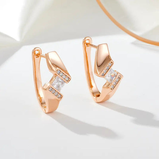 Gold-plated earrings with zirconia in irregular shape