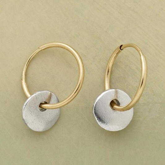 Gold earrings with silver plates