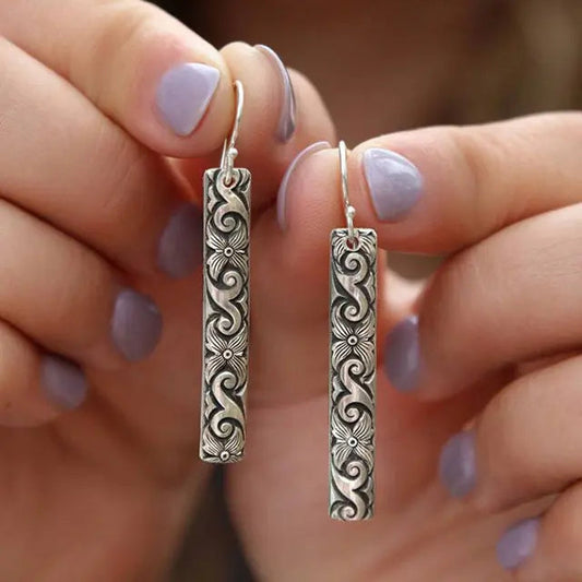 Rectangular Boho Earrings made of Sterling Silver