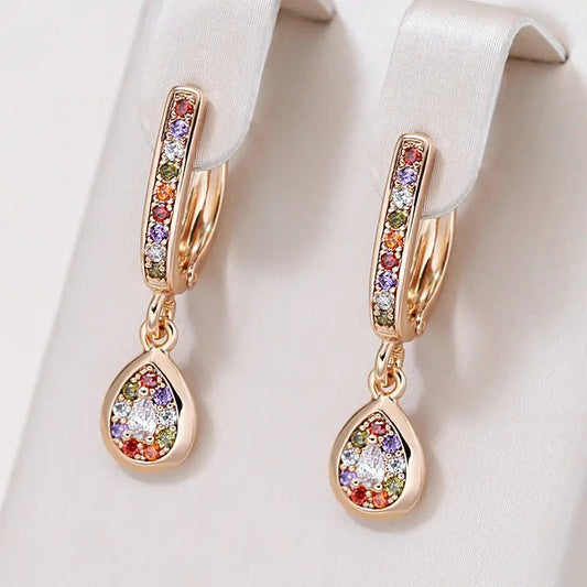 Multicolored Zircon Drop Earrings