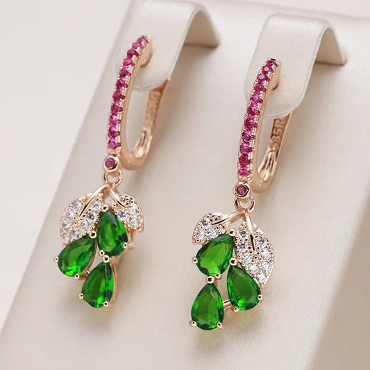 Elegant dangling earrings with colored zirconia