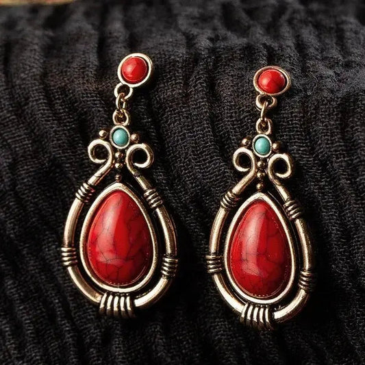 Red Vintage Earrings with Stone