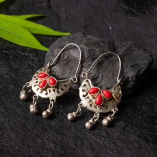Red Vintage Medusa Earrings