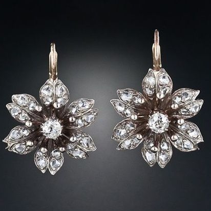 Vintage Flower Earrings with Crystal