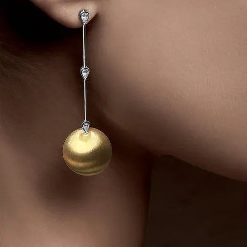 Vintage Golden Sphere Earrings