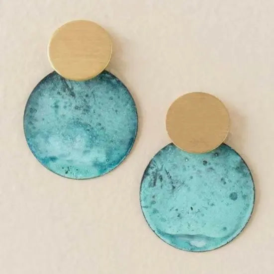 Vintage Blue Acrylic Gold Earrings