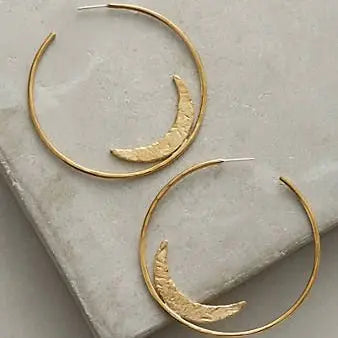 Golden Hollow Moon Earrings Vintage