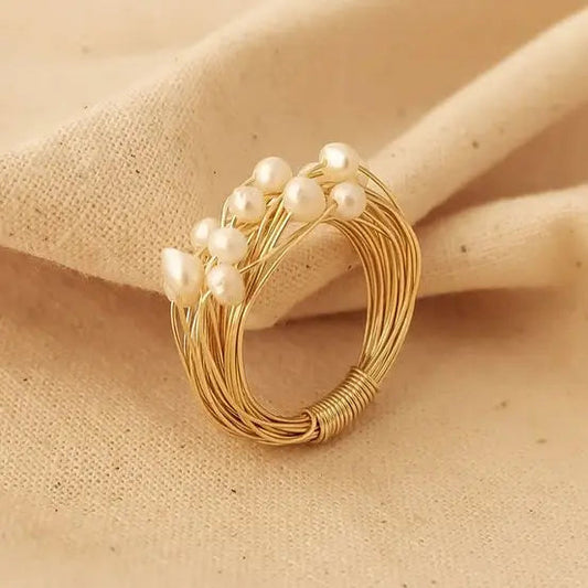 Ring with Pearls and Gold Threads