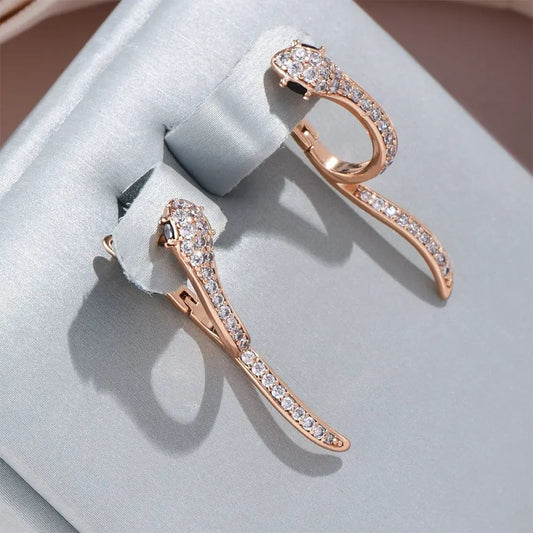 Elegant white snake earrings
