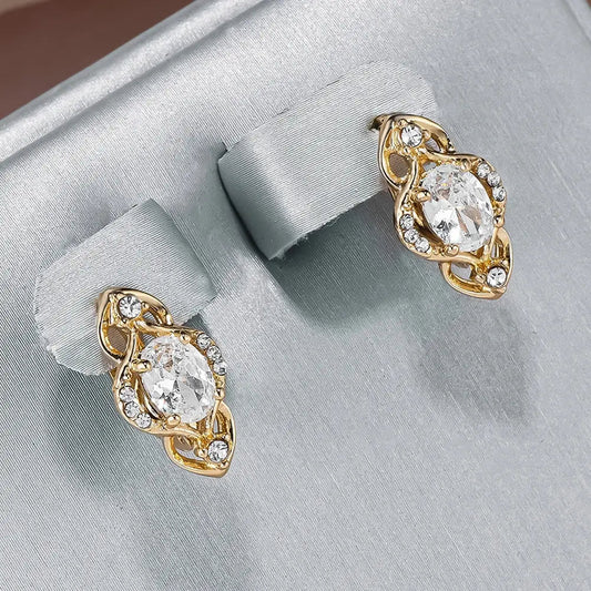 Elegant crystal earrings with inlays