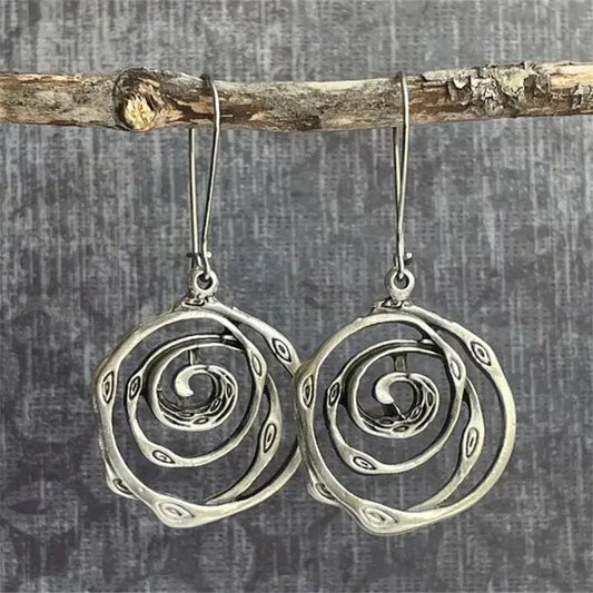 Vintage Labyrinth Earrings in Sterling Silver