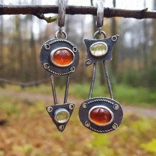 Mechanical Earrings with Vintage Crystals