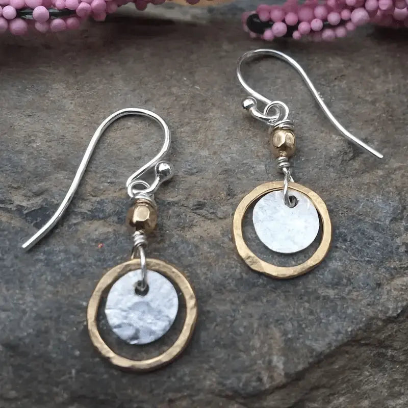 Vintage Gold and Silver Plated Round Earrings