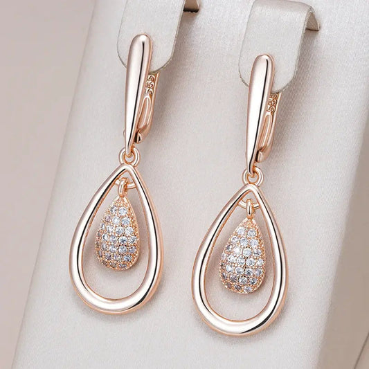 Elegant, shiny, hollow drop earrings