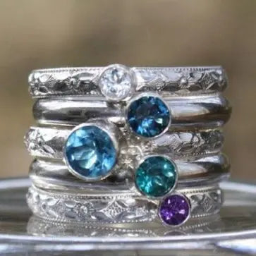 Multilayer Ring with Blue Vintage Zirconias