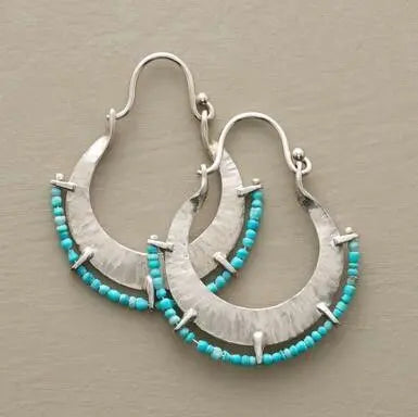 Silver-plated earrings with vintage turquoise stones