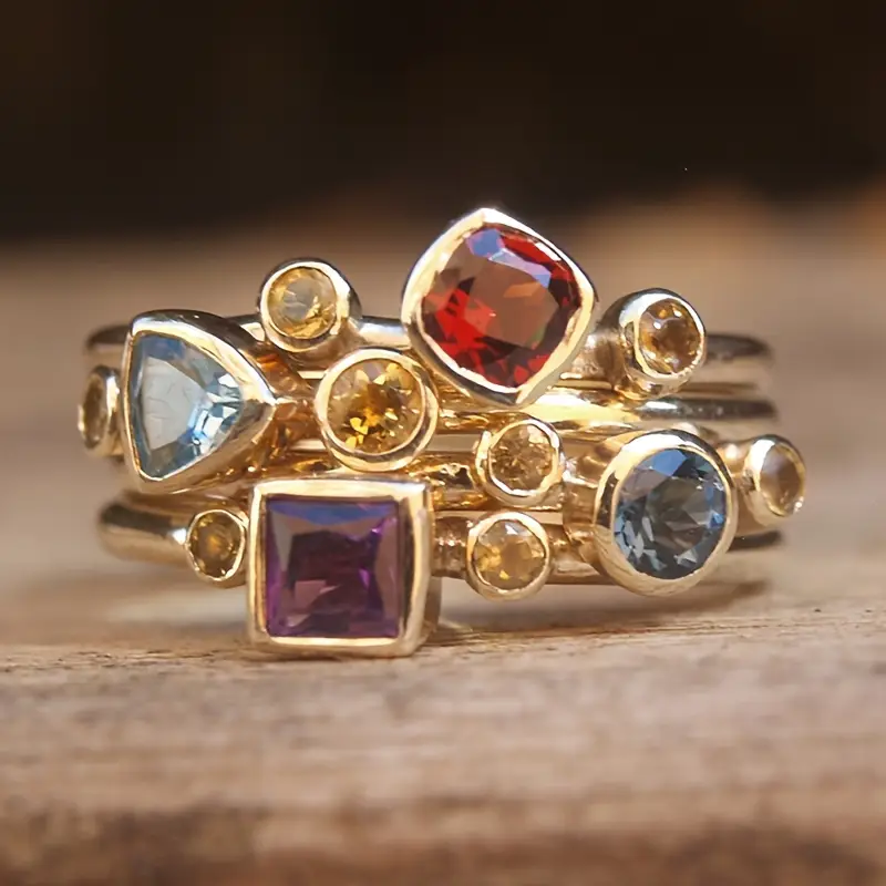 Colorful Layered Gold Ring