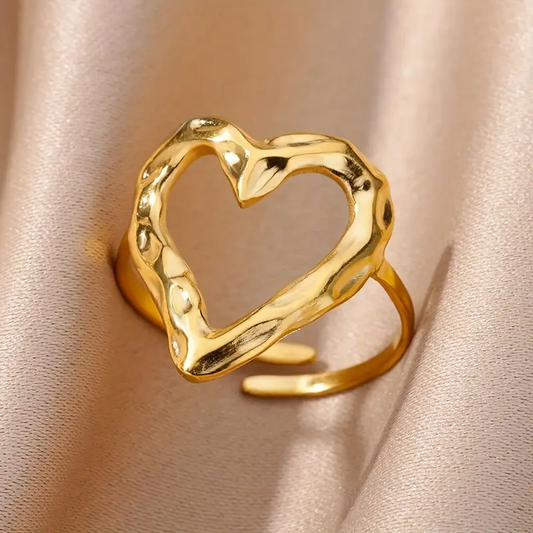 Golden Forged Heart Ring