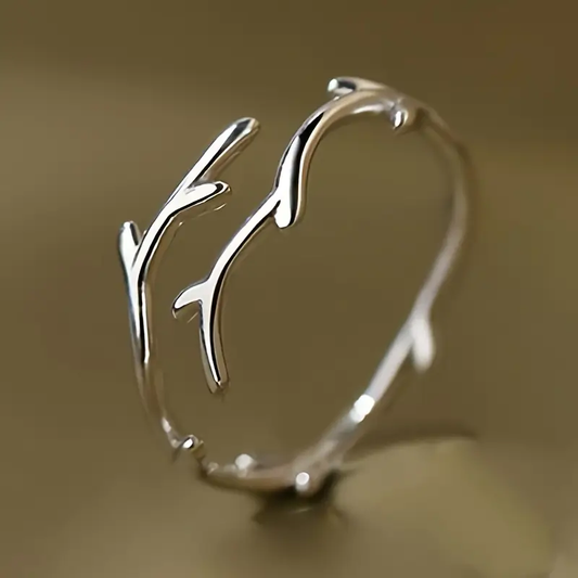 Silver ring in branch form