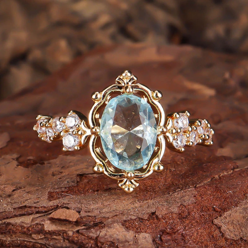 Elegant ring with blue crystal "Spark
