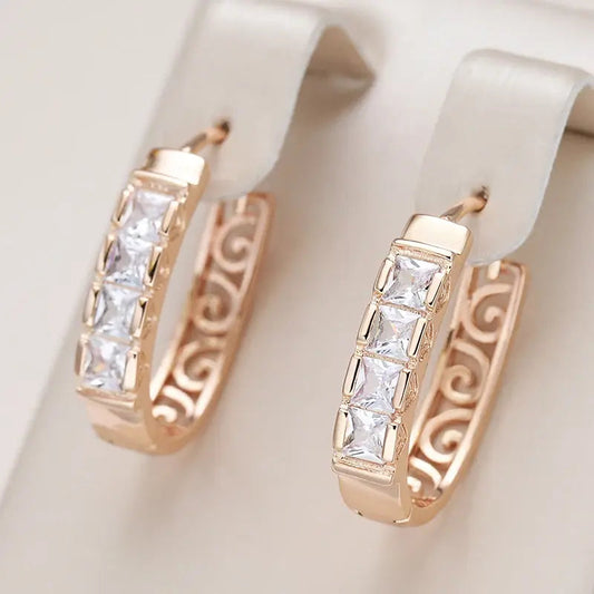 Earrings with gold crystals