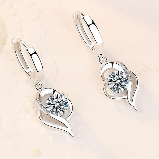 Floral earrings made of 925 sterling silver and zirconia