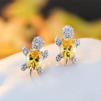 Sea Turtle Earrings made of Zirconium and Silver
