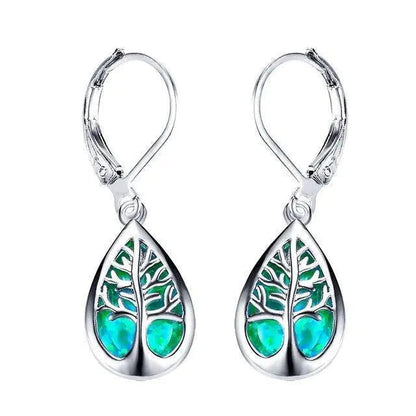 Tree of Life Earrings made of Opal and Silver