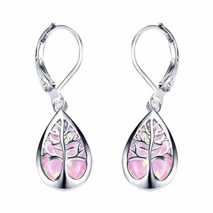 Tree of Life Earrings made of Opal and Silver