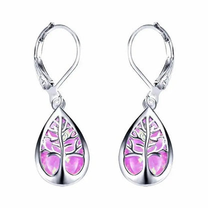 Tree of Life Earrings made of Opal and Silver