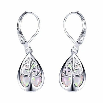 Tree of Life Earrings made of Opal and Silver