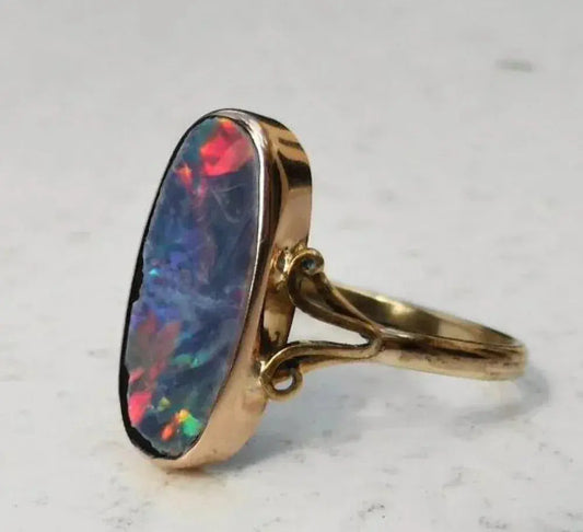Vintage colorful opal ring